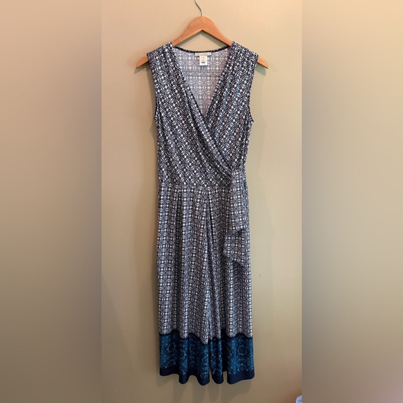 Dana Buchman Navy Blue and White Geometric Jumpsuit Romper - Picture 7 of 17